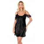 Primoda Siyah Kısa Saten Gecelik 8140