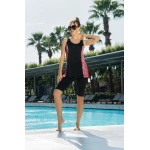 RUKO Tankini Mayo Siyah Desenli Şortlu Deniz Havuz Takımı