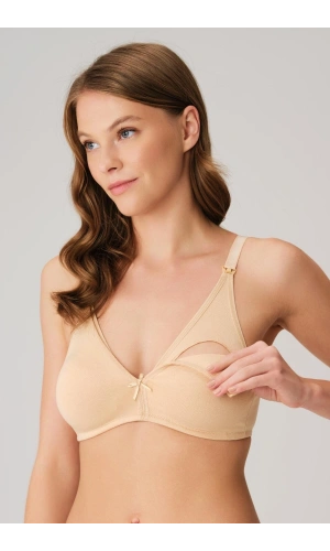 Koza Kadın Pamuklu Boş Kap Balensiz Lohusa Emzirme Sütyeni - Ten