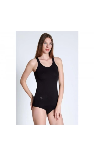 Belinay Kadın Omuz Dantel Detaylı Askılı Pamuklu Siyah Atlet