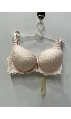 Belvü Kadın Balenli Dolgulu Dantelli Pudra Sütyen