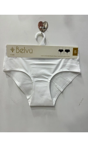 BELVÜ LAZER KESİM HİPSTER KİLOT-BEYAZ