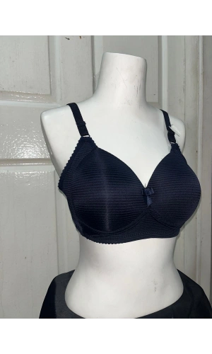 Nergiz Kadın C Cup Çizgi Desenli Toparlayıcı Lacivert Sütyen