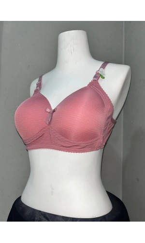 Nergiz Kadın C Cup Çizgi Desenli Toparlayıcı Gül Kurusu Sütyen