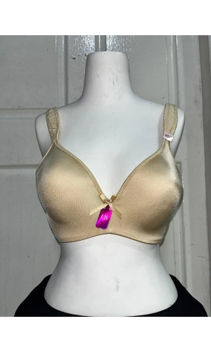 F.K Kadın C Cup Parlak Kumaş Desteksiz ve Balenli Ten Sütyen