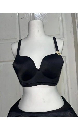 F.K Kadın C Cup Desteksiz ve Balensiz Lazer Kesim Siyah Sütyen