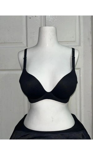 F.K Kadın Lazer Kesim Destekli ve Balenli Siyah Sütyen