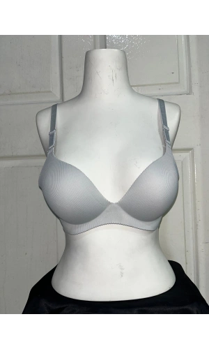 F.K Kadın Fitilli Dolgulu ve Balenli Gri Sütyen