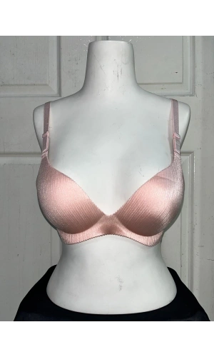 FK DESTEKLİ KENDİNDEN CİZGİ DESENLİ LAZER KESİM SÜTYEN-PEMBE