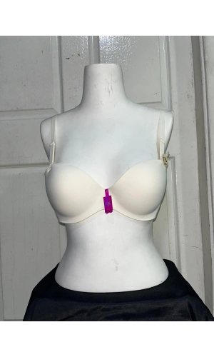 F.K Kadın C Cup Desteksiz ve Balenli Lazer Kesim Ekru Sütyen