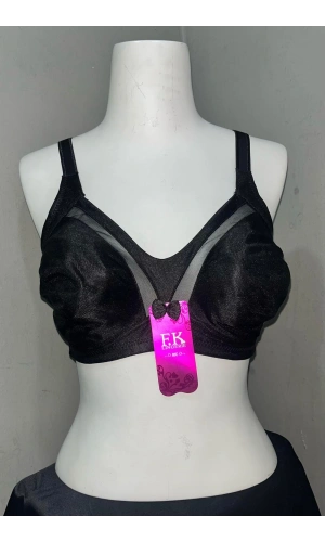 F.K Kadın Tül Detaylı Balensiz Toparlayıcı Siyah Sütyen