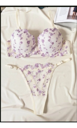 Arona Kadın Destekli Brode İşlemeli Beyaz Zarif Sütyen Takımı