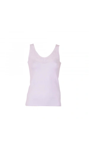 Belinay Kadın Dantel Detaylı Transparan Beyaz Atlet