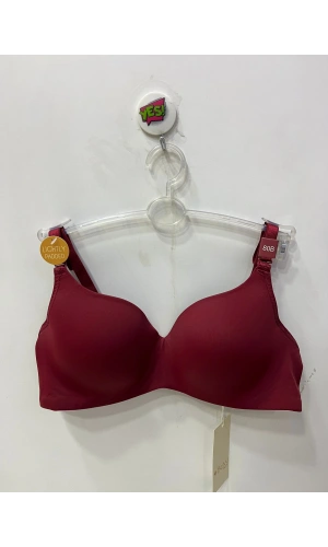 Belvü Kadın C Cup Desteksiz Balenli Boş Kap Micro Bordo Sütyen