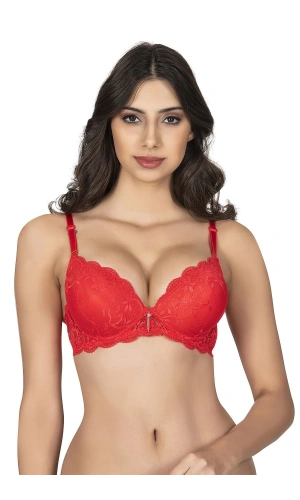 Belvü Dantelli Dolgulu Sütyen 1112- Kırmızı