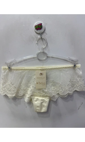 Belvü Kadın Dantelli Hipster Kırık Beyaz Külot