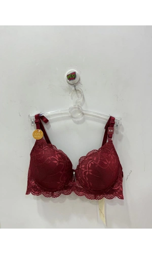 Belvü Dantel Detaylı İçi Boş Bordo Kadın Sütyen - 1113