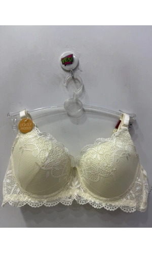 Belvü Kadın Dantelli Dolgulu Destekli Kırık Beyaz Sütyen
