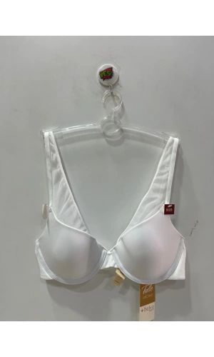 Belvü Tül Detaylı Dolgusuz Balenli Beyaz Sütyen - 1156