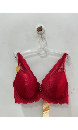 Belvü Dantel Detaylı Dolgusuz Bordo Kadın Sütyen - 1159