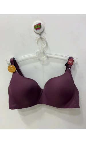 Belvü Kadın Desteksiz Balenli Boş Kap Micro Mürdüm Sütyen