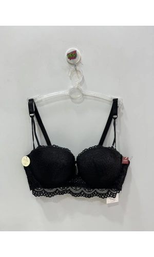 Belvü Straplez Dolgulu Dantel Detaylı Siyah Sütyen - 1171
