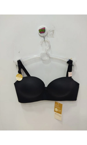 Belvü Balensiz Çift Dolgulu Straplez Siyah Sütyen - 1141