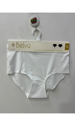 BELVÜ Kadın Yüksek Bel Lazer Kesim Beyaz Külot