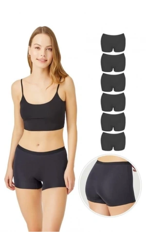 COTTONHİLL Basic Lazer Kesim Dikişsiz Kadın Boxer Külot-SİYAH