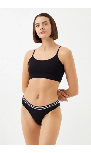 Cottonhill Siyah Renk Spor Kesim %90 Pamuklu Kadın Bikini Külot