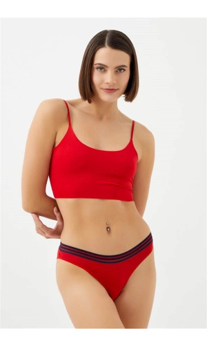 Cottonhill Kırmızı Renk Spor Kesim %90 Pamuklu Kadın Bikini Külot