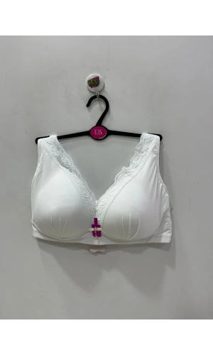 F.K Dantel Detaylı Balensiz Toparlayıcı C Cup Beyaz Sütyen - 780