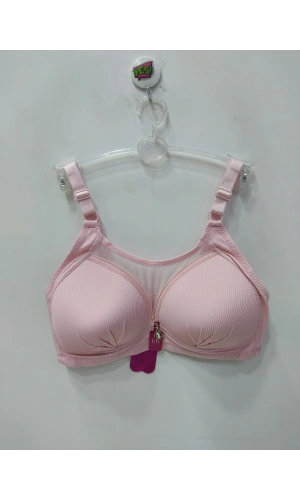 FK FK Önü Dantelli Fitilli Desteksiz ve Balensiz Sütyen-Pudra