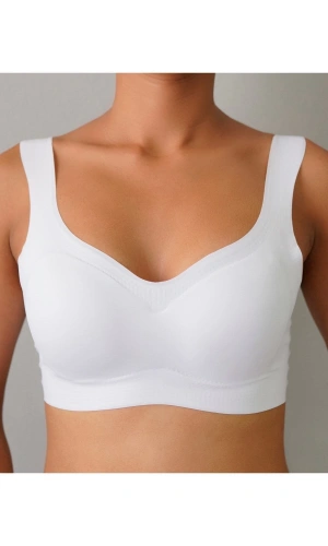 FK Lazer Kesim Pedli Seamless Bralet Sütyen-BEYAZ