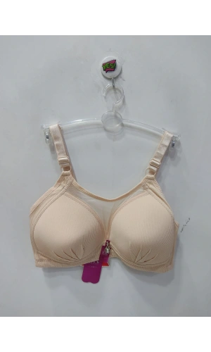 FK Önü Dantelli Fitilli Desteksiz ve Balensiz Sütyen-Ten