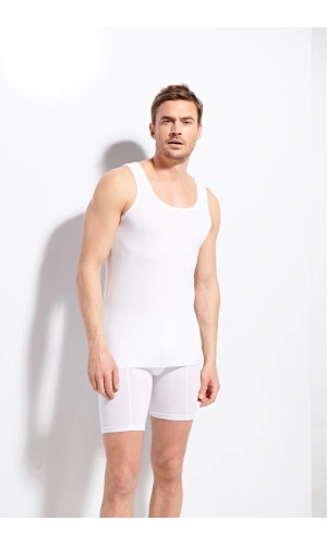 Kolcu Erkek Penye %100 Pamuklu Premium Kalite Atlet K1100-Beyaz