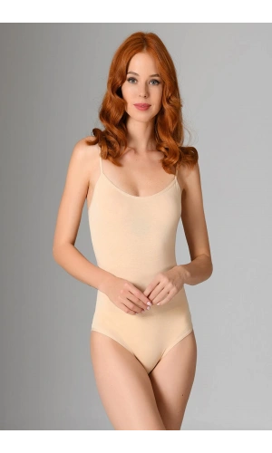 Kolcu İnce Askılı Pamuklu Ten Zıbın - 2600