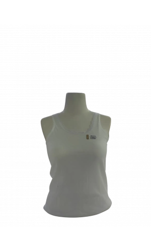 KOLCU Geniş Askılı Dantel Yaka Beyaz Kadın Atlet - 412