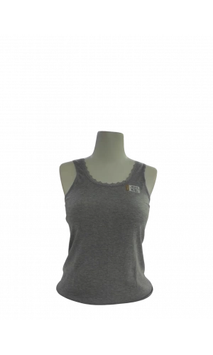 KOLCU KADIN GENİŞ ASKILI YAKA DANTELDETAY ATLET-GRİ