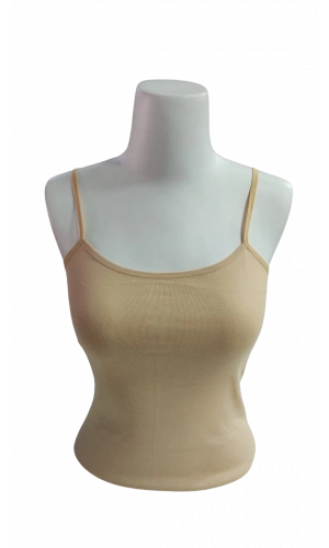 Kolcu Kadın Ribana İp Askılı Atlet - Ten