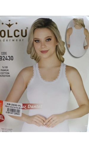 KOLCU RİBANA OMUZ DANTELLİ ATLET-KB2430-BEYAZ