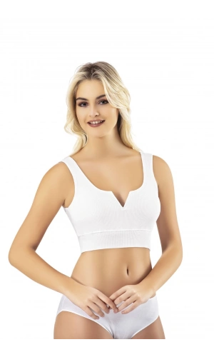 Kota Kadın Beyaz Penye Kaşkorse Pedli Büstiyer