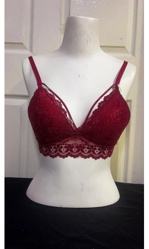 Koza Kadın Desteksiz İpli Soft Bralet Sütyen-BORDO