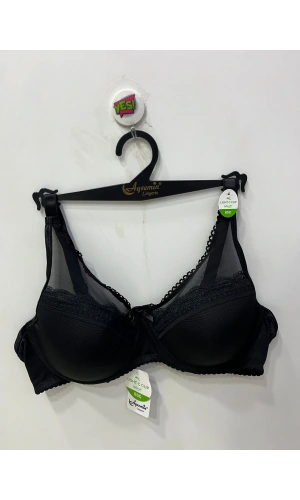 Nergiz Kadın Balenli Tül ve Dantel Detaylı Toparlayıcı Siyah Sütyen