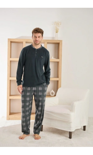 PİJAMONİ ERKEK MİCROSOFT BİS.YAKA PİJAMA TAKIM-6410-6
