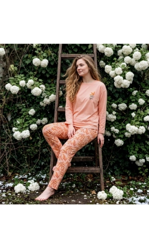 Pijamoni Kadın Sofya Kumaş Bisiklet Yaka Pijama Takımı