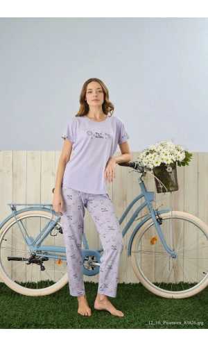 Pijamoni Yuvarlak Yaka Kısa Kol Pijama Takımı - 7310-16