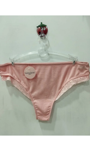 VANİLYA SECRET Grogren Bel Dantel Detaylı Tanga Külot - Pudra