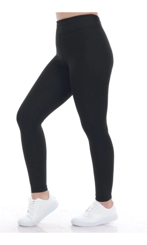 Wotto İçi Şardonlu Fitilli Siyah Tayt - 544