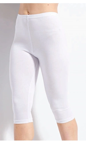 Kolcu Kadın BEYAZ Elastan Kapri Tayt 454